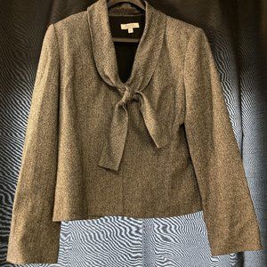 Grey Wool Blazer with tie collar